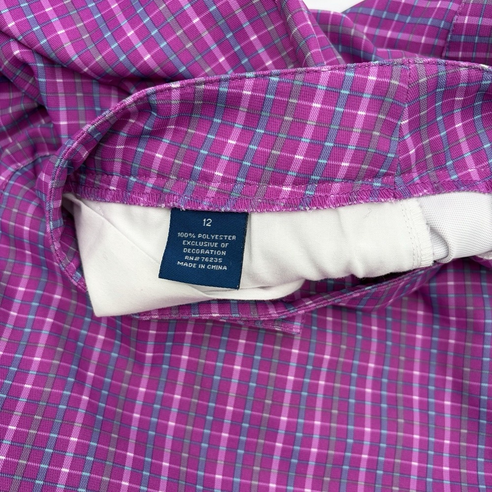 Golf America Women's Bermuda Shorts Size 12 Lightweight Purple Plaid  Pockets 9" - Picture 5 of 8